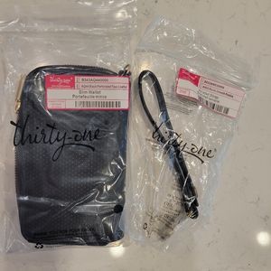 Thirty One Slim Wallet + Wristlet Strap - NWOT